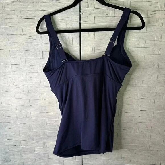 Lands' End Wrap Underwire Tankini Top Deep Navy beach athleisure pool swimwear - Picture 2 of 9